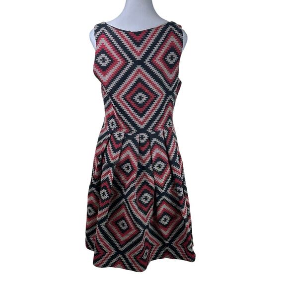 Anthropologie Eva Franco A Line Geometric Patterned Dress Red and Black Size 10 - Picture 6 of 11
